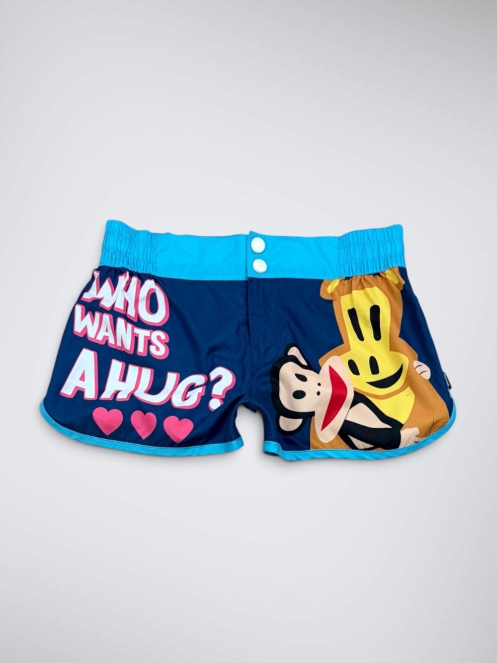 Vintage Paul Frank “Who Wants A Hug” Blue Graphic Shorts
